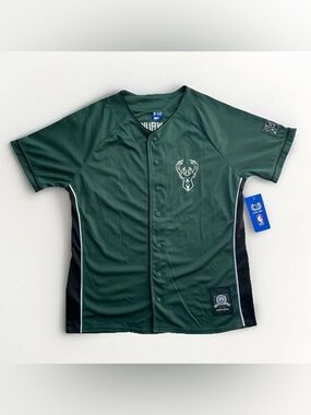NBA Milwaukee Bucks Green Button-Up Baseball Jersey Men’s Large